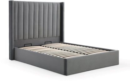 Athena Grey Velvet Super King Emerson Ottoman Bed