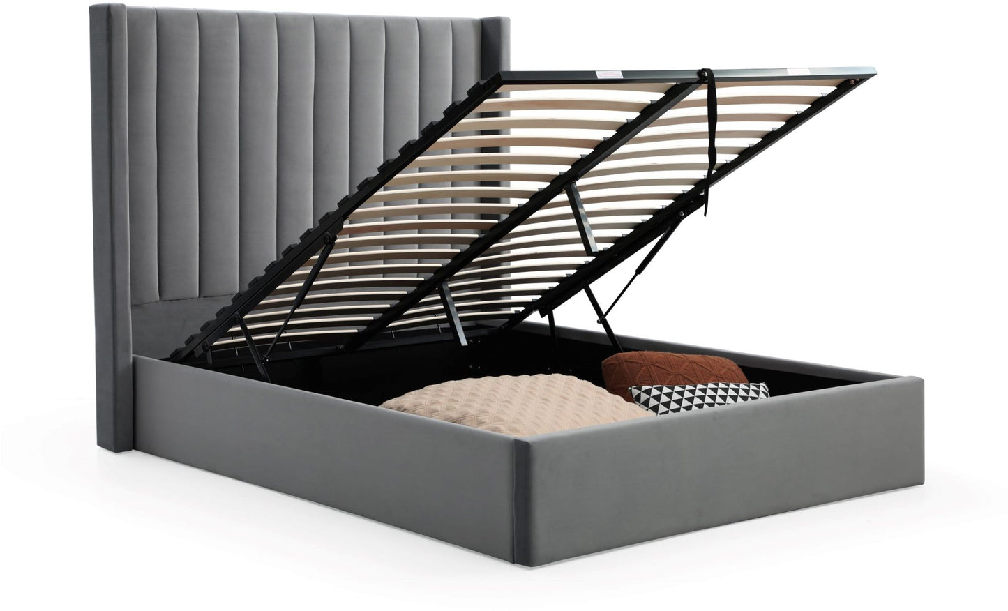 Athena Grey Velvet Super King Emerson Ottoman Bed