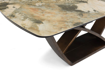 Lavish Extending Dining Table Matt Ivory & Emerald Vein Italian Ceramic