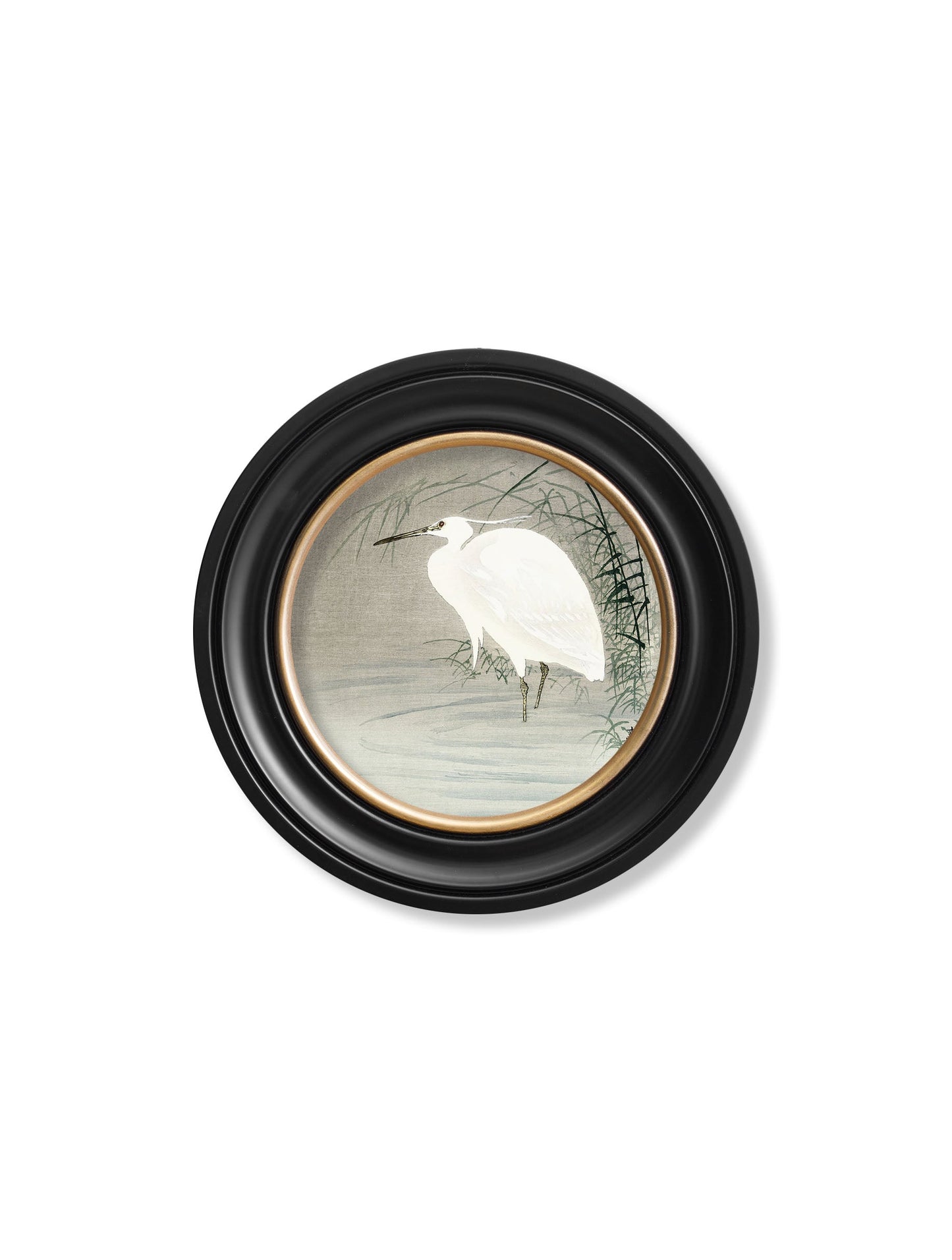 c.1910 Little Egrets - Ohara Koson in Round Frames