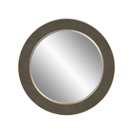 Raphia Mirror Round Grey Shagreen