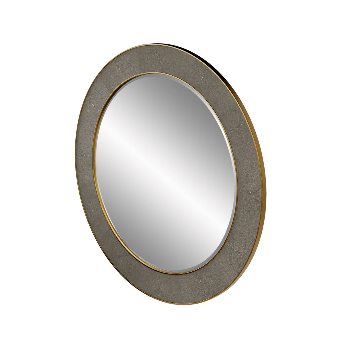 Raphia Mirror Round Grey Shagreen