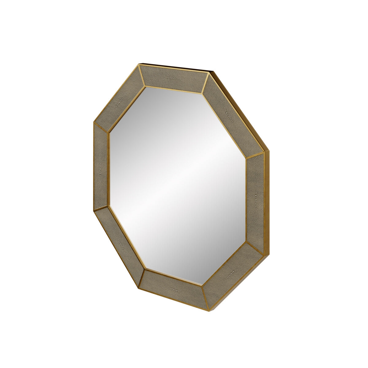 Raphia Mirror Octagon Grey Shagreen