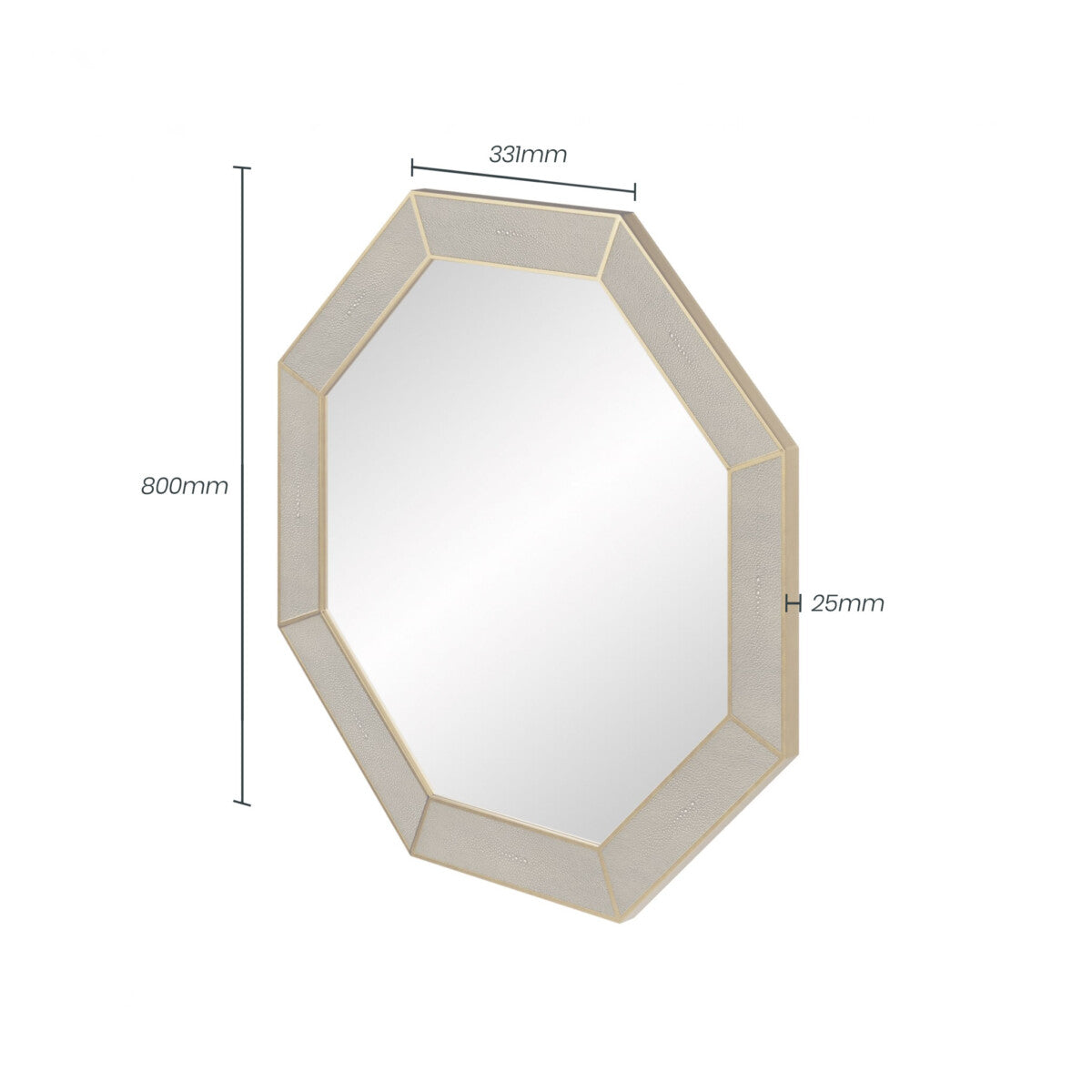 Raphia Mirror Octagon Grey Shagreen