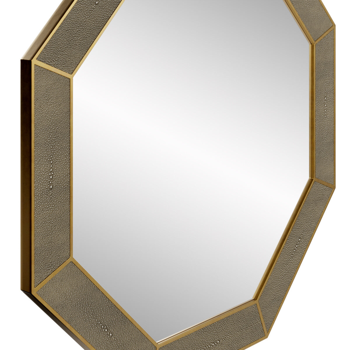 Raphia Mirror Octagon Grey Shagreen