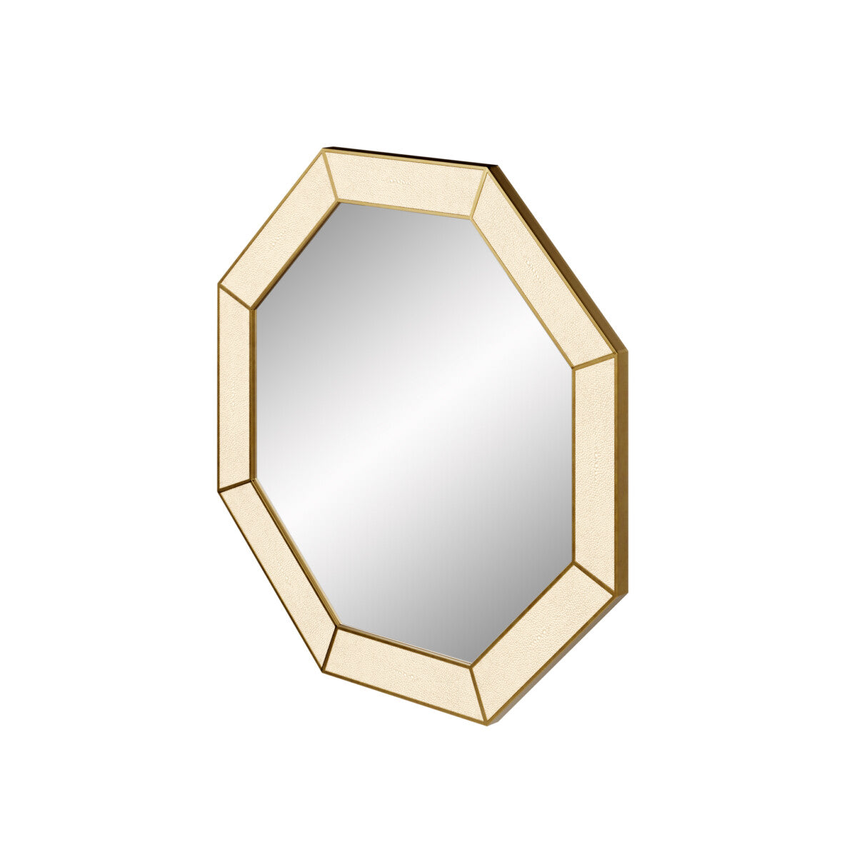 Raphia Mirror Octagon Ivory Shagreen