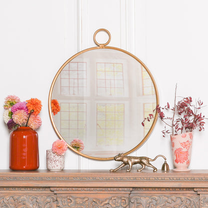 Gold Round Hook Wall Mirror