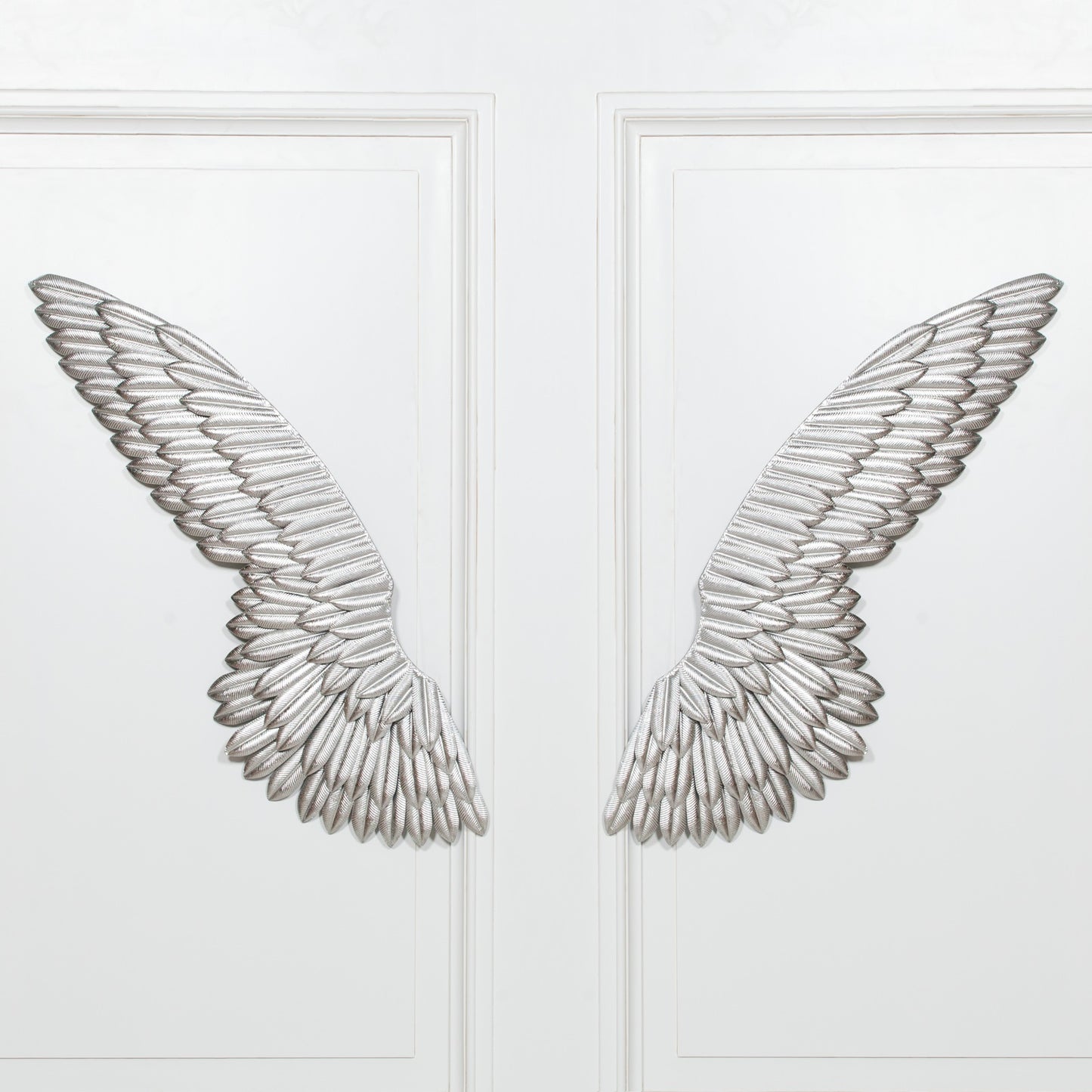 Large Metal Wall Silver Angel Wings