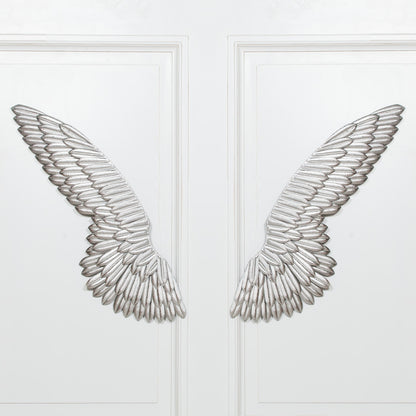 Large Metal Wall Silver Angel Wings