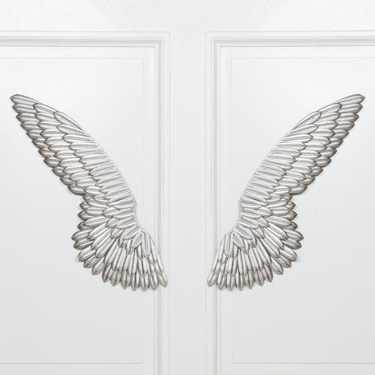 Large Metal Wall Silver Angel Wings