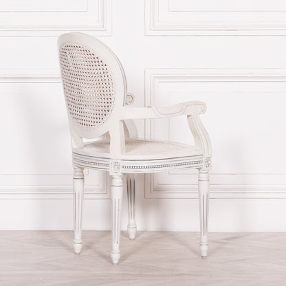 Off White Chateau Rattan Dining Bedroom Arm Chair