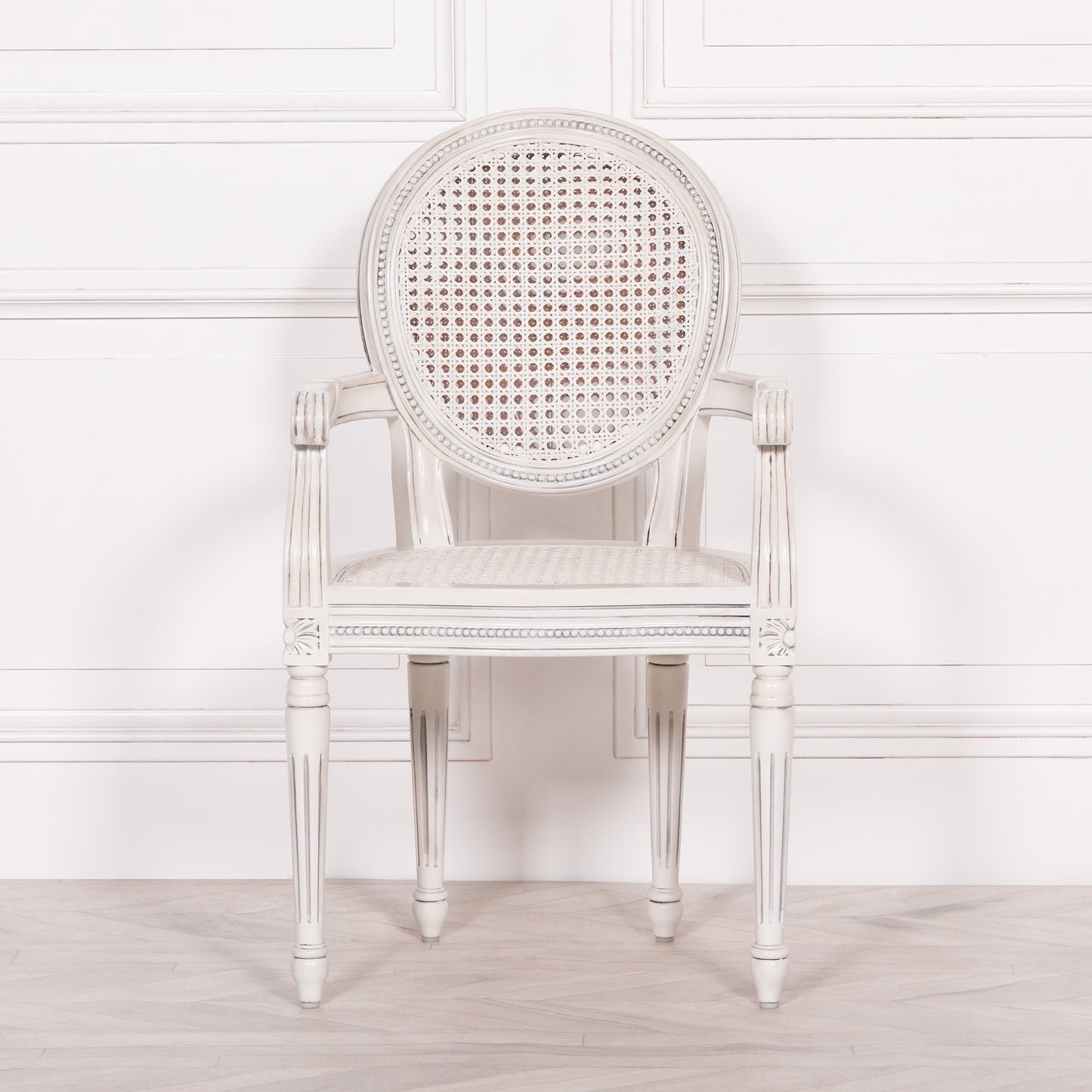 Off White Chateau Rattan Dining Bedroom Arm Chair