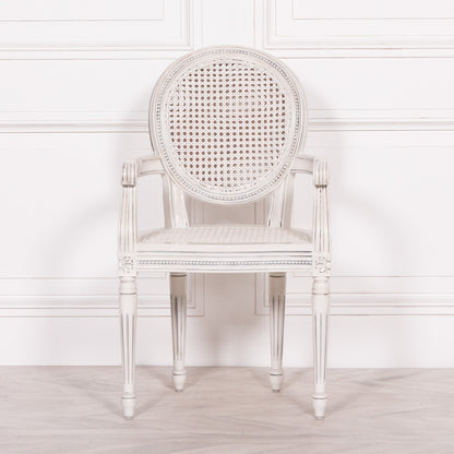 Off White Chateau Rattan Dining Bedroom Arm Chair