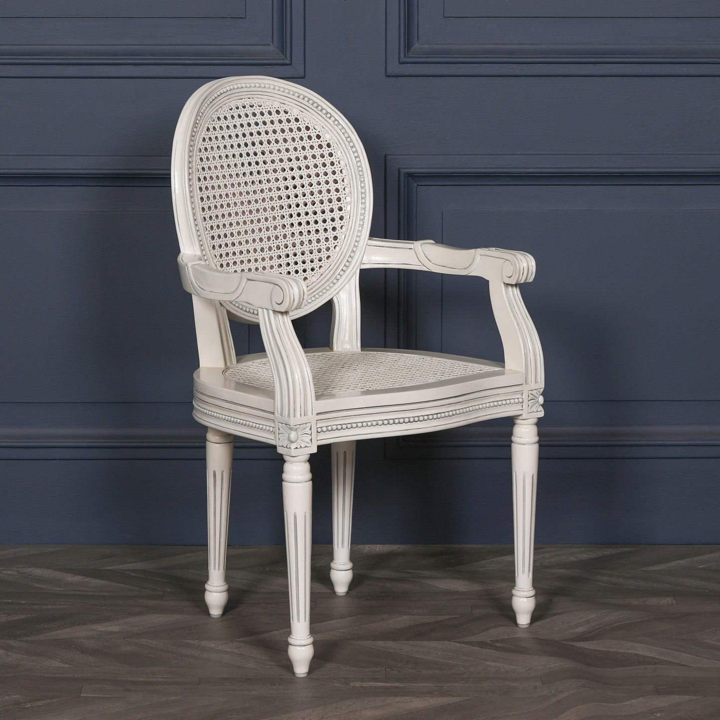 Off White Chateau Rattan Dining Bedroom Arm Chair