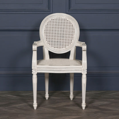 Off White Chateau Rattan Dining Bedroom Arm Chair