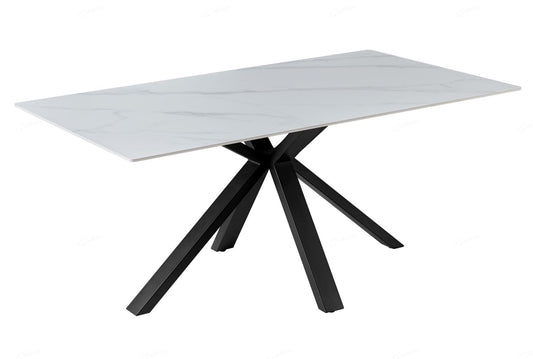 Milana Cross Leg Table White Sintered Stone