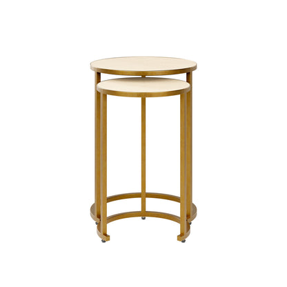 Raphia Nest Table Ivory Shagreen two piece