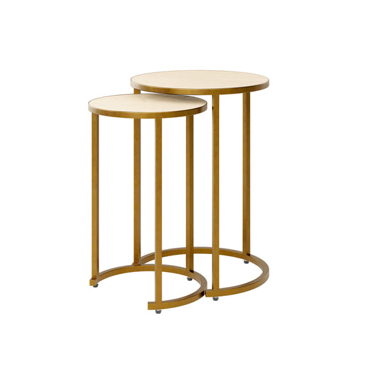 Raphia Nest Table Ivory Shagreen two piece