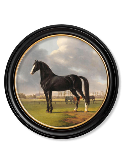 c.1840 Horses - Round Frame