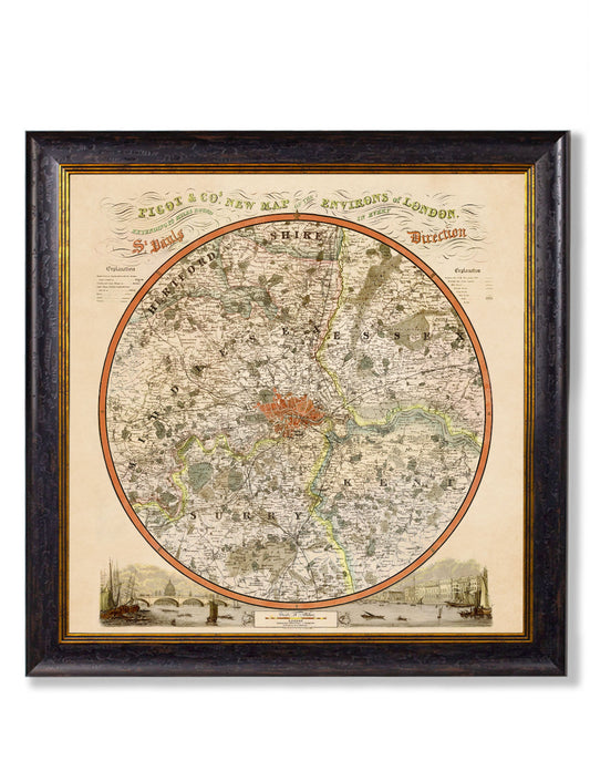 c.1839 Pigot & Co. New Map of the Environs London