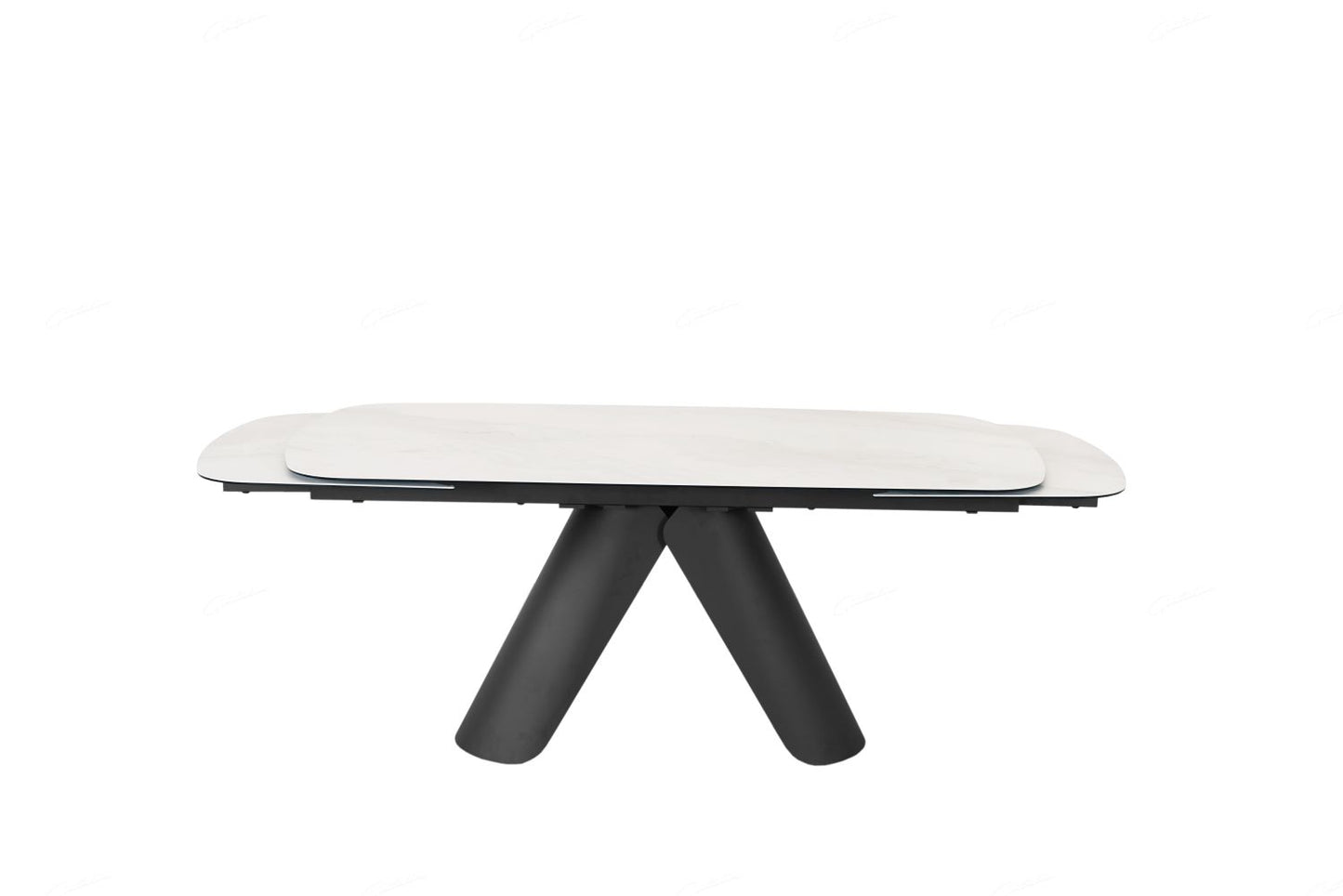 Opulento Extending Dining Table Matt White & Cosmic Grey Vein Ceramic