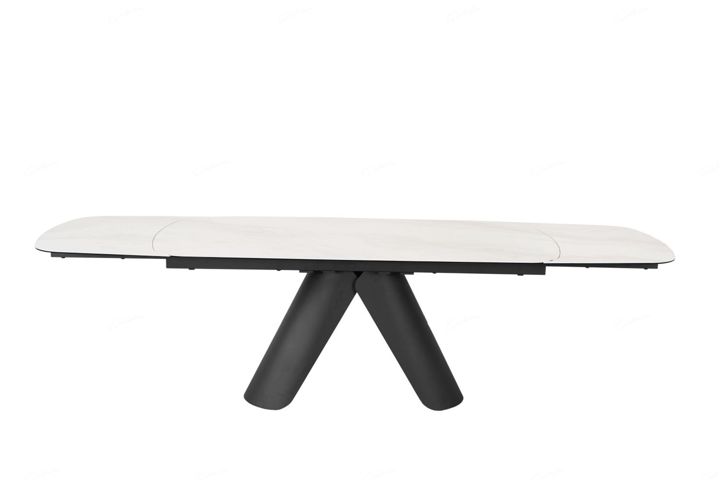 Opulento Extending Dining Table Matt White & Cosmic Grey Vein Ceramic