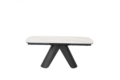 Opulento Extending Dining Table Matt White & Cosmic Grey Vein Ceramic