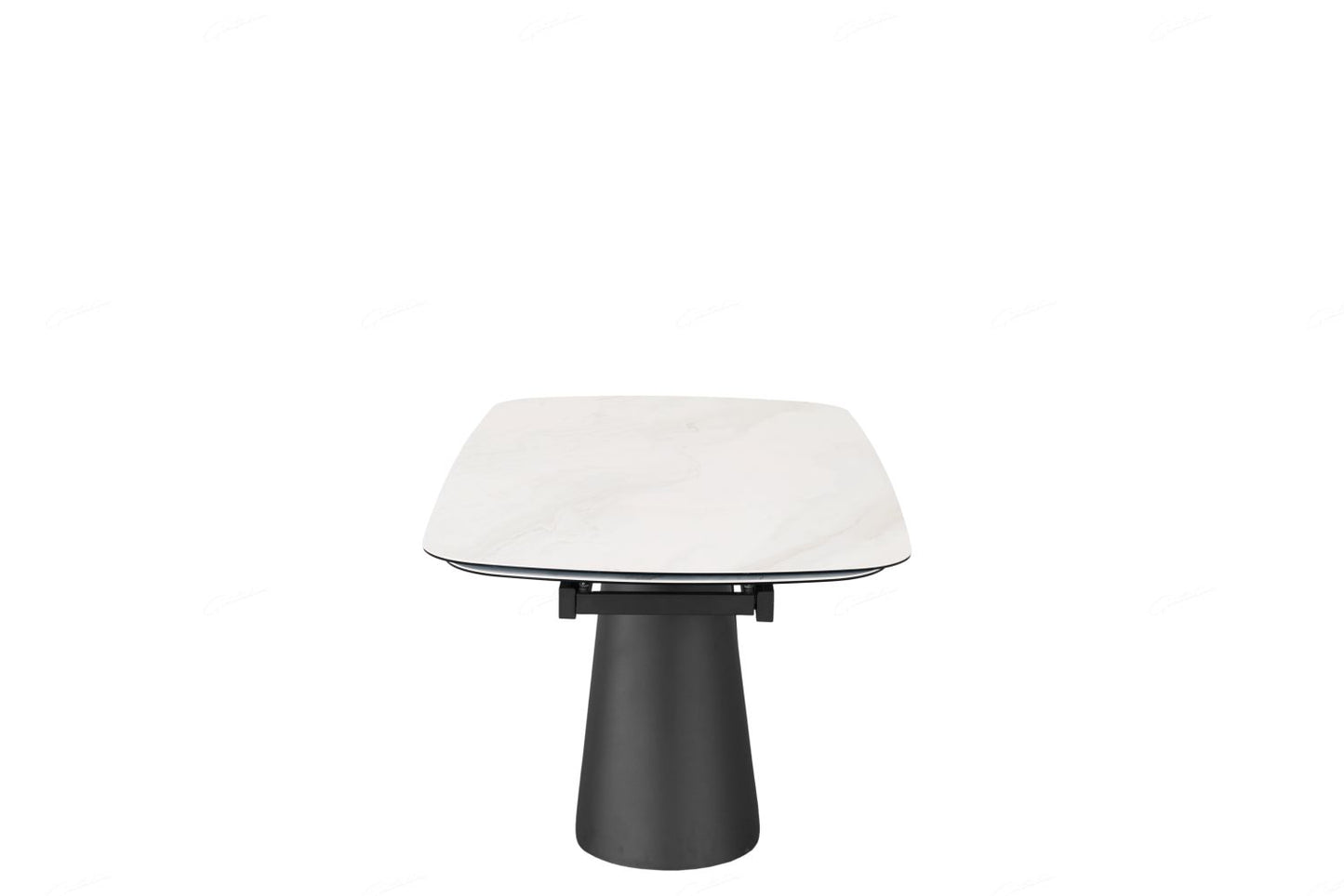 Opulento Extending Dining Table Matt White & Cosmic Grey Vein Ceramic