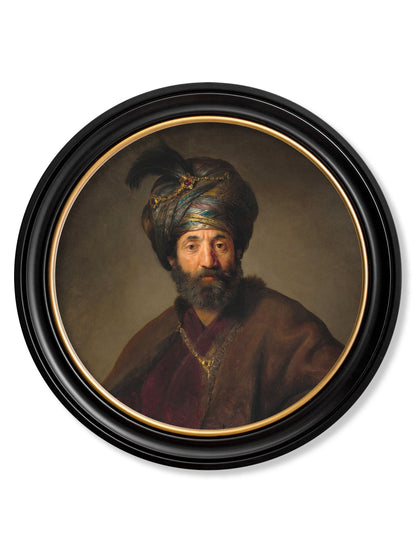 c.17th Century Rembrandt's Oriental Gentlemen - Round Frame