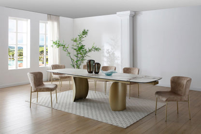 Palazzo Extending Dining Table Matt White & Earth Vein Italian Ceramic