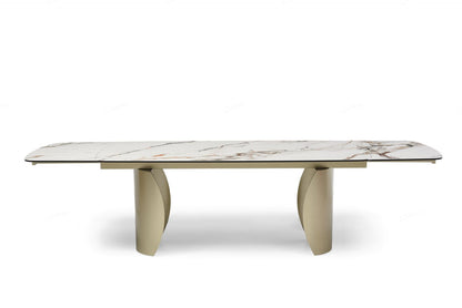 Palazzo Extending Dining Table Matt White & Earth Vein Italian Ceramic