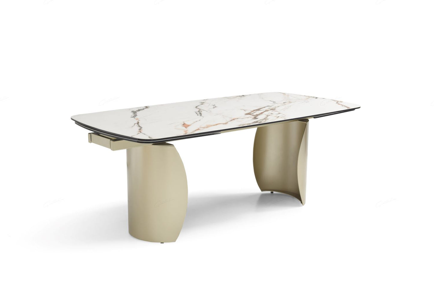 Palazzo Extending Dining Table Matt White & Earth Vein Italian Ceramic