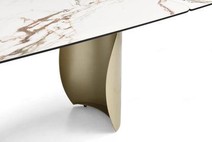 Palazzo Extending Dining Table Matt White & Earth Vein Italian Ceramic