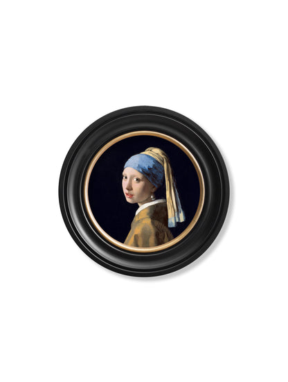 c.1665 Girl with a Pearl Earring - Round Frame J Vermeer