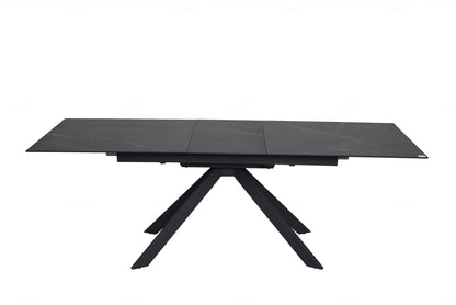 Rossa Extending Dining Table Matt Black & White Vein Ceramic