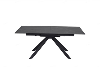 Rossa Extending Dining Table Matt Black & White Vein Ceramic