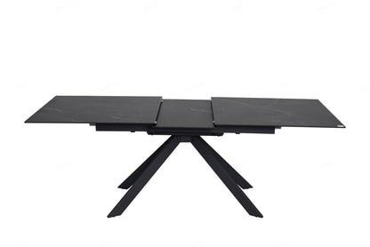 Rossa Extending Dining Table Matt Black & White Vein Ceramic