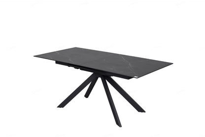 Rossa Extending Dining Table Matt Black & White Vein Ceramic