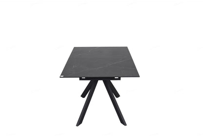 Rossa Extending Dining Table Matt Black & White Vein Ceramic