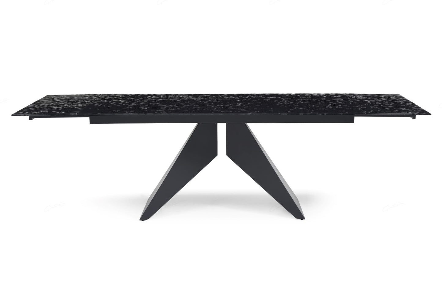 Silux Extending Dining Table Carbon Black Reinforced Glass