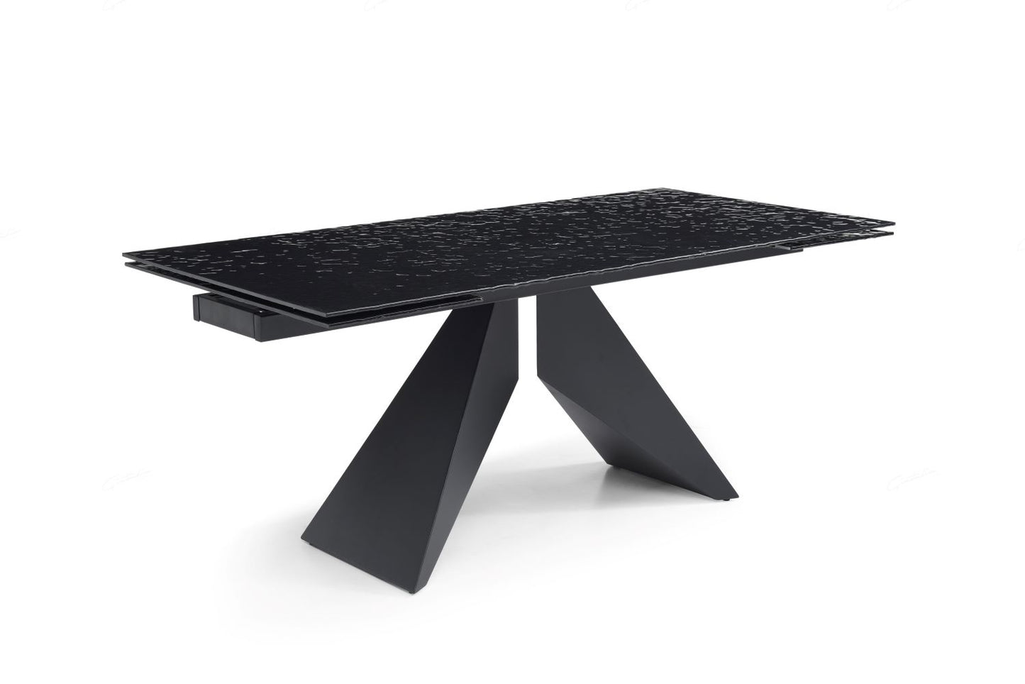 Silux Extending Dining Table Carbon Black Reinforced Glass