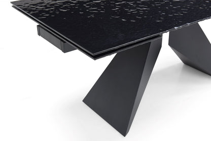 Silux Extending Dining Table Carbon Black Reinforced Glass