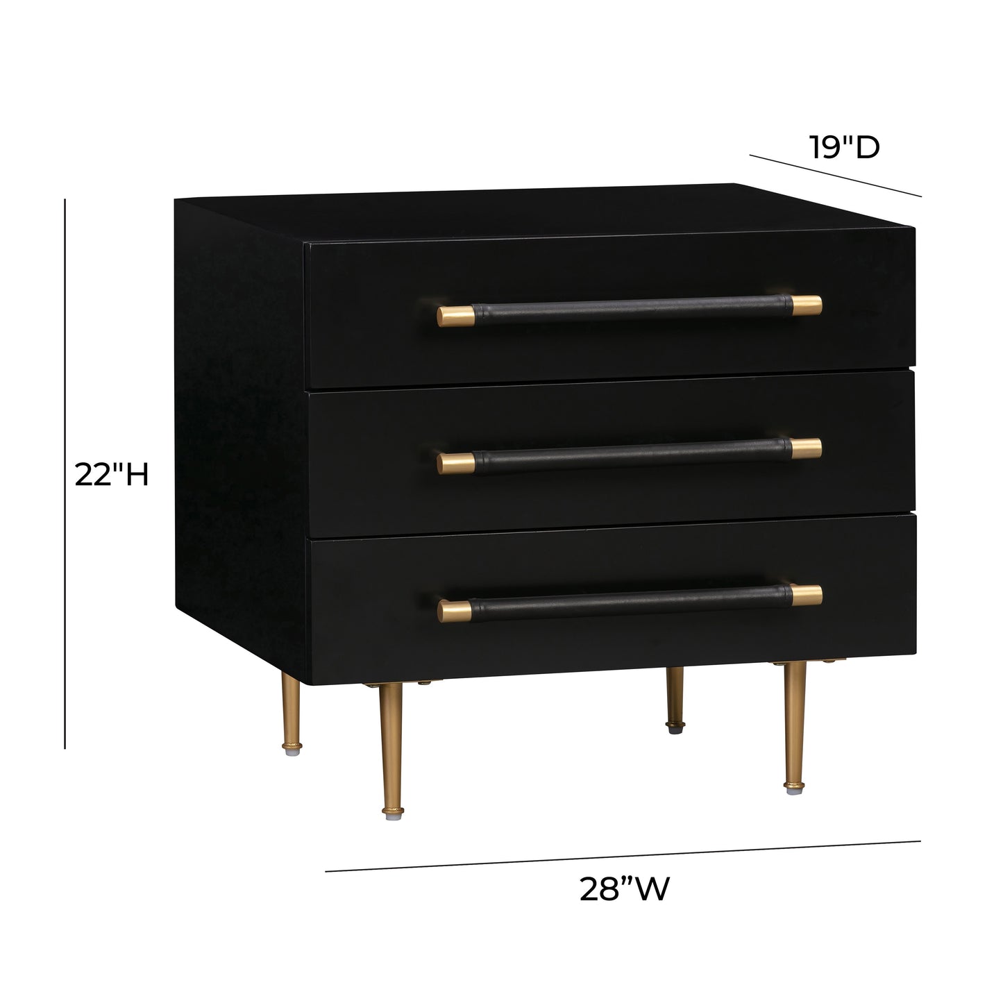 Trident Black Nightstand Bedside Table