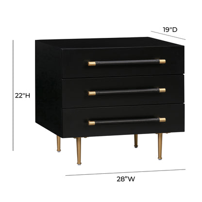 Trident Black Nightstand Bedside Table