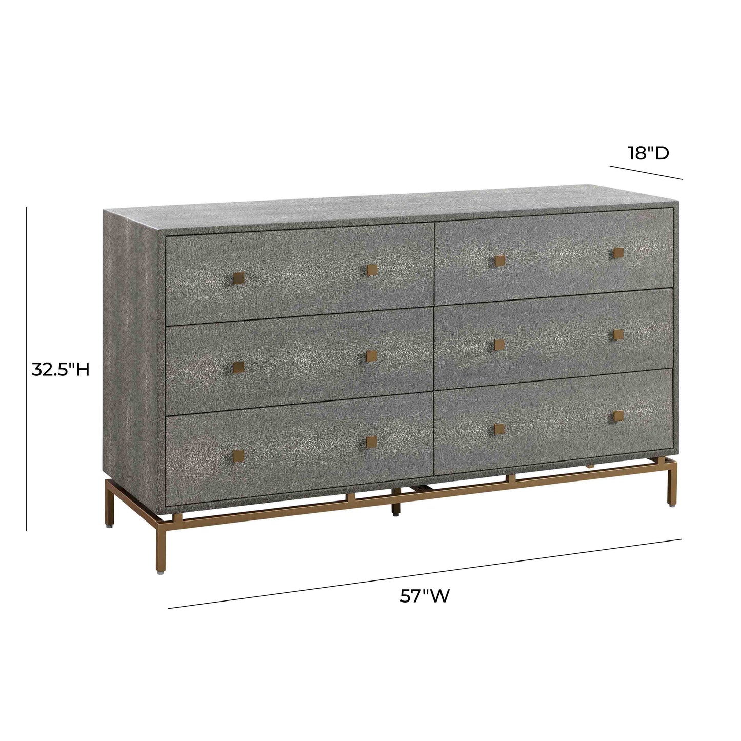 Pesce Shagreen 6 Drawer Dresser Sideboard