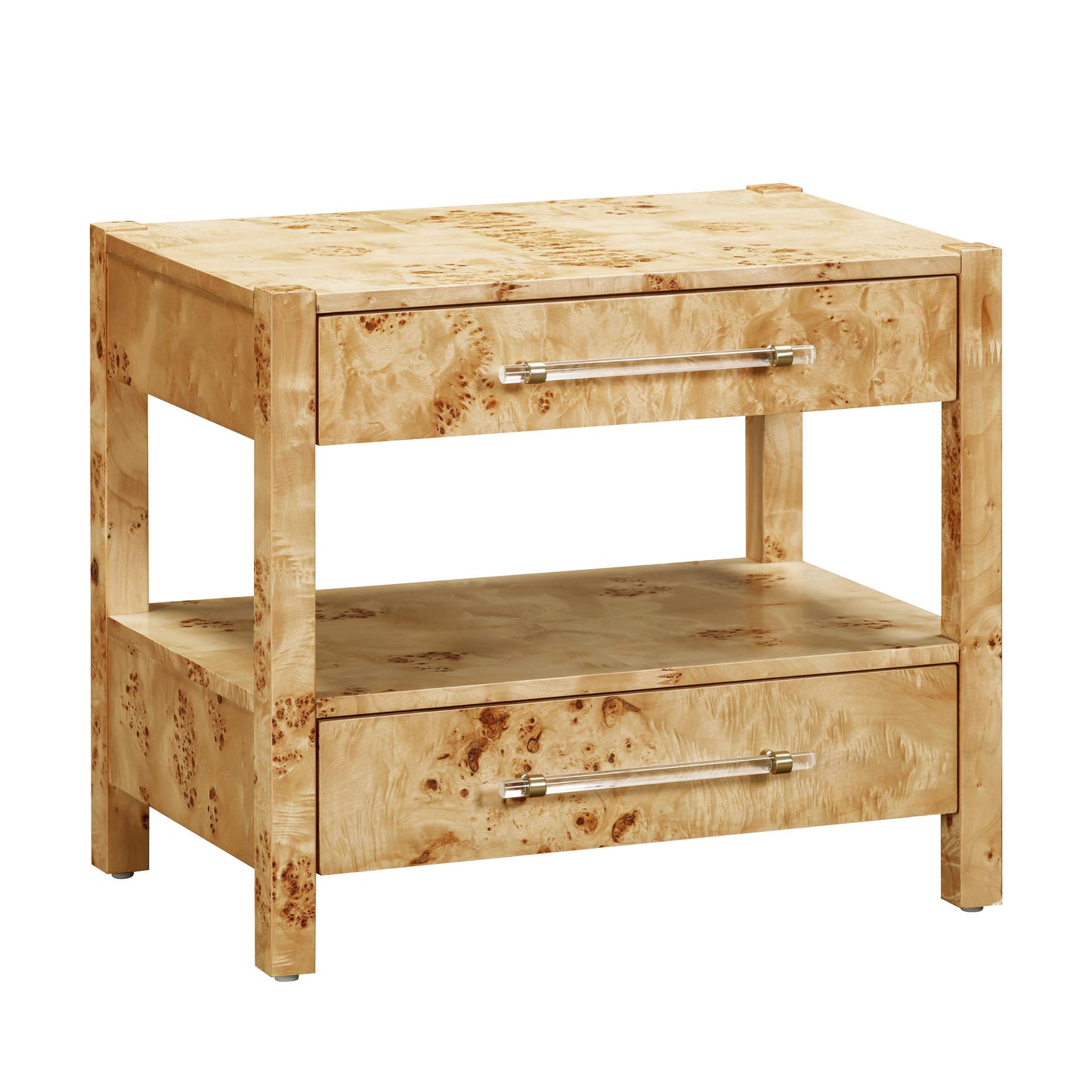 Brandyss Natural Burl Nightstand Bedside Table