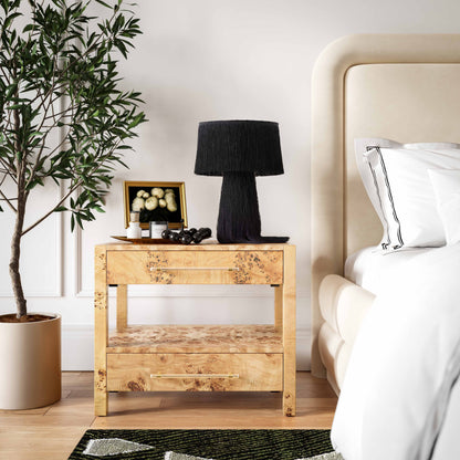 Brandyss Natural Burl Nightstand Bedside Table