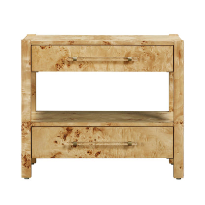 Brandyss Natural Burl Nightstand Bedside Table