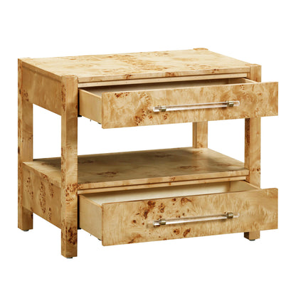 Brandyss Natural Burl Nightstand Bedside Table