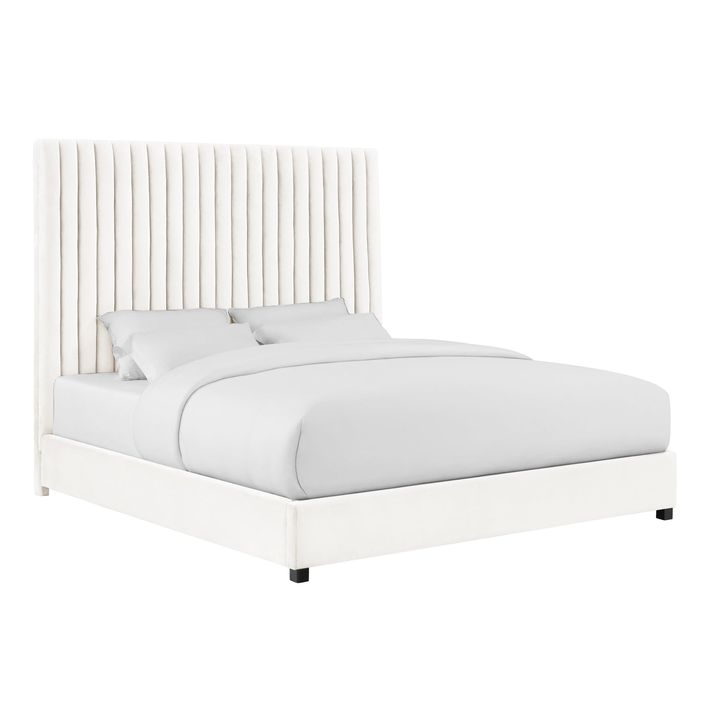 Arabelle White Velvet Bed in Super King Size